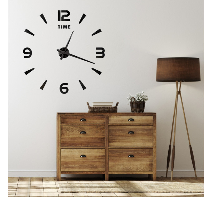 3D годинник настінний, чорний (40-120 см) (9020-009)