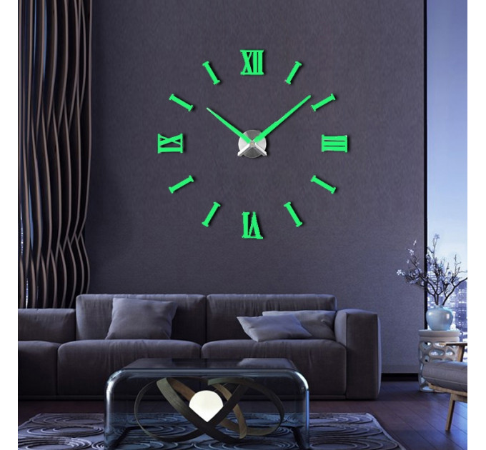 Великий настінний 3D годинник Люмінісцентний ( от 60 до 120 см) (8516-006)