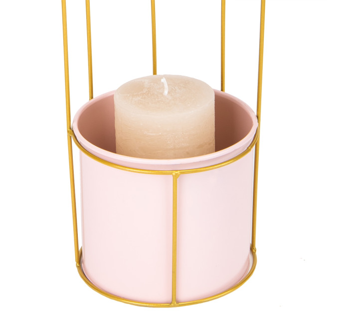 Подсвечник-ваза "Золотая птичка", розовая, 41 см (8915-007)