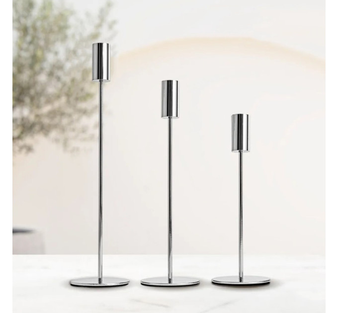 Набір з 3 підсвічників "Люмінар", срібний, 32*27*22 см (9137-011)