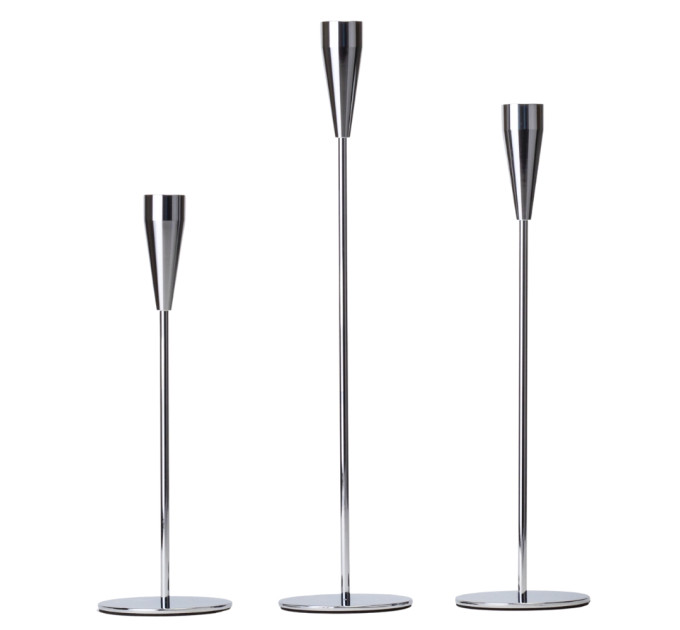 Набор из 3 подсвечников "Ореол", серебряный, 32*27*22 см (9137-007)