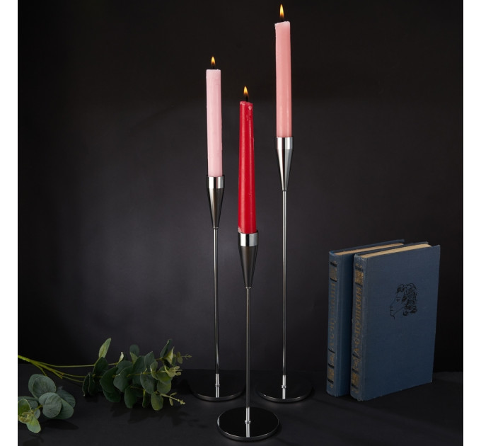 Набор из 3 подсвечников "Ореол", серебряный, 32*27*22 см (9137-007)