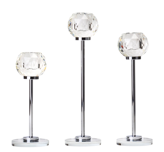 Набір з 3 підсвічників "Діамант", срібний, 21*17,7*14,7 см (9137-013)