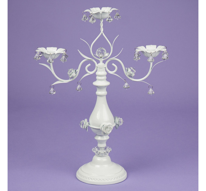 Подсвечник на 3 свечи с кристаллами (50 см.) (2011-007)