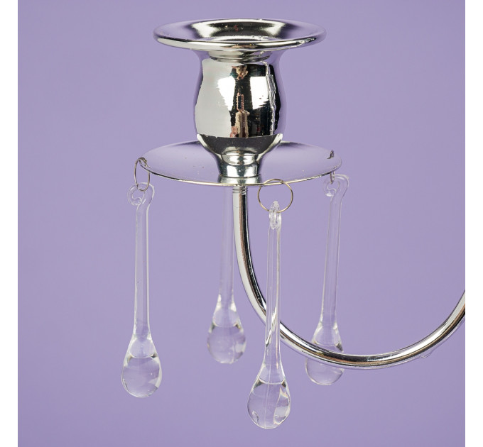Подсвечник на 3 свечи с кристаллами, хром (66 см.) (2011-014)
