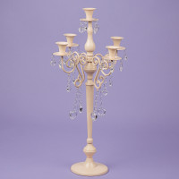 Подсвечник на 5 свечей с кристаллами, кремовый (66см.) (2011-022)