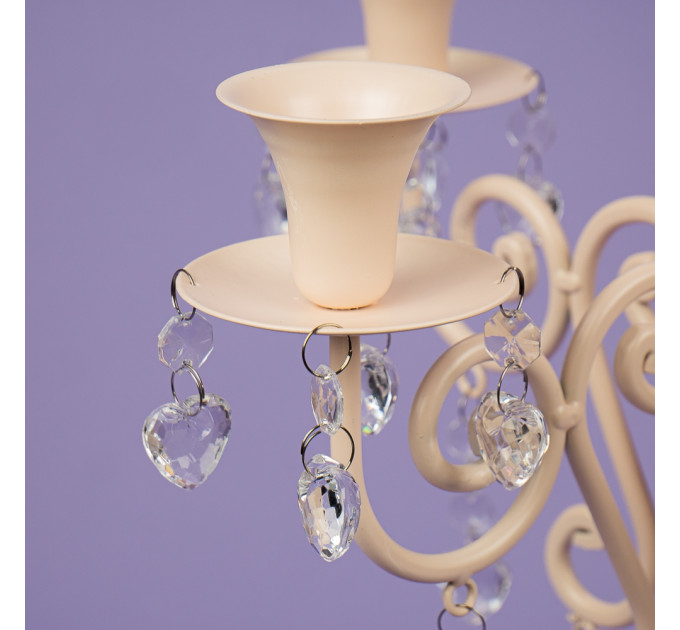 Подсвечник на 5 свечей с кристаллами, кремовый (66см.) (2011-022)