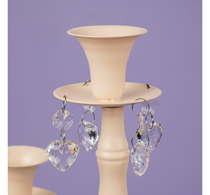 Подсвечник на 5 свечей с кристаллами, кремовый (66см.) (2011-022)