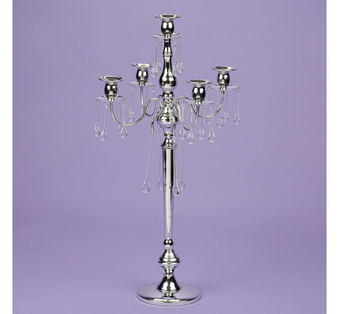 Підсвічник на 5 свічок з кристалами, хром (66 см.) (2011-015)
