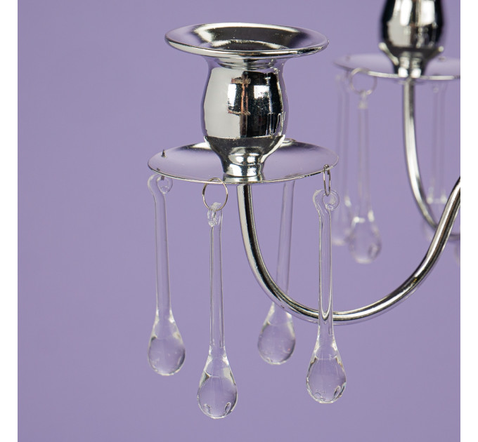Підсвічник на 5 свічок з кристалами, хром (66 см.) (2011-015)