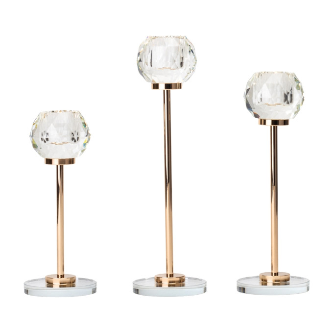 Набор из 3 подсвечников "Бриллиант", золотой, 21*17,7*14,7 см (9137-012)