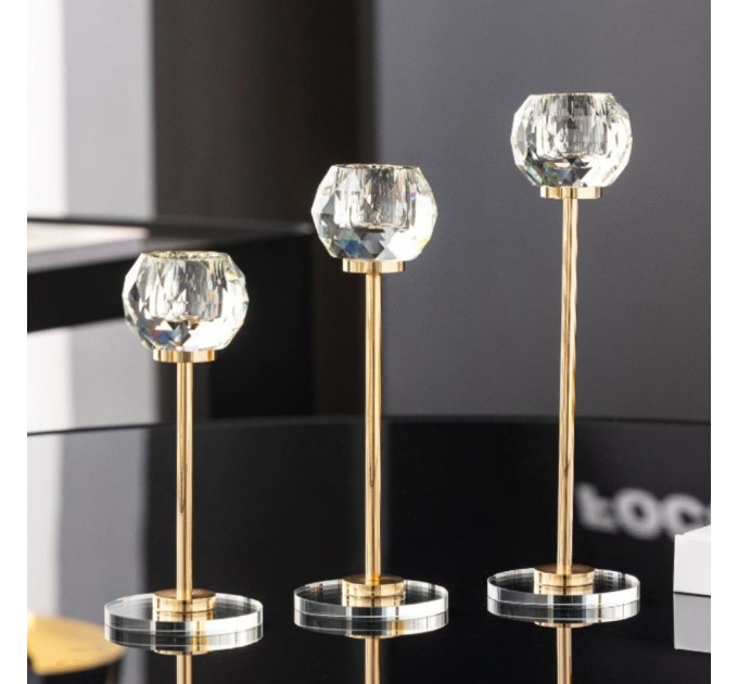 Набор из 3 подсвечников "Бриллиант", золотой, 21*17,7*14,7 см (9137-012)