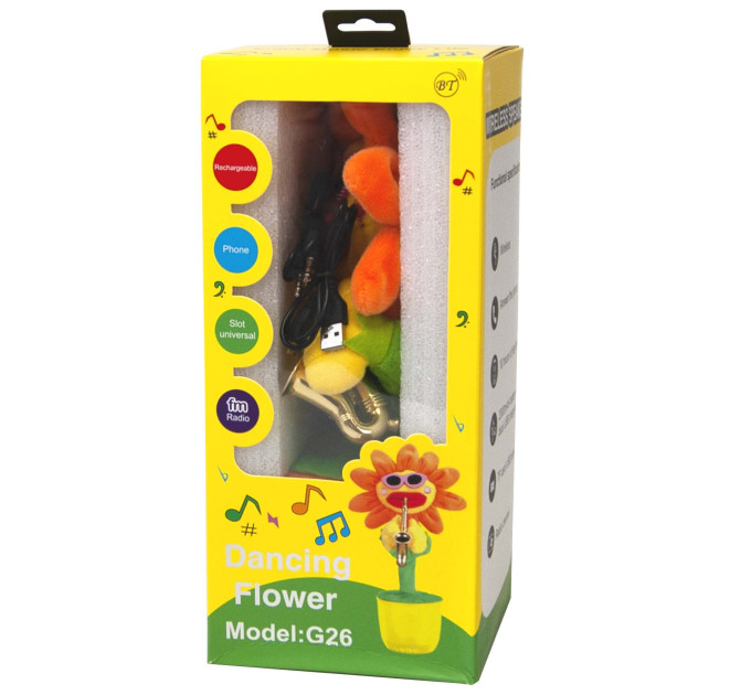 Інтерактивна іграшка танцююча Квітка, блютуз колонка з FM радіо Dancing Flower (блакитна)