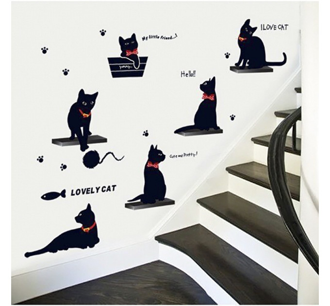 Интерьерная наклейка HL Черный кот AY7157 70х50см
