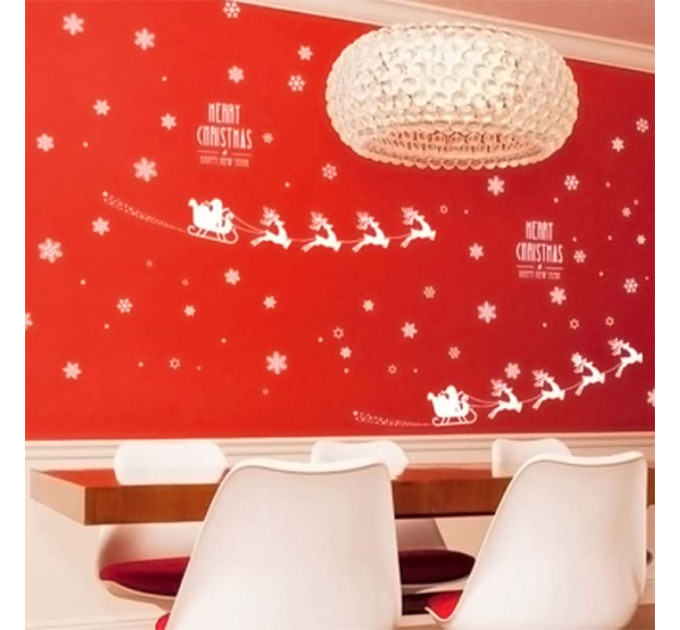 Интерьерная наклейка NG Новогодняя Упряжка с оленями SK6028 45х60см