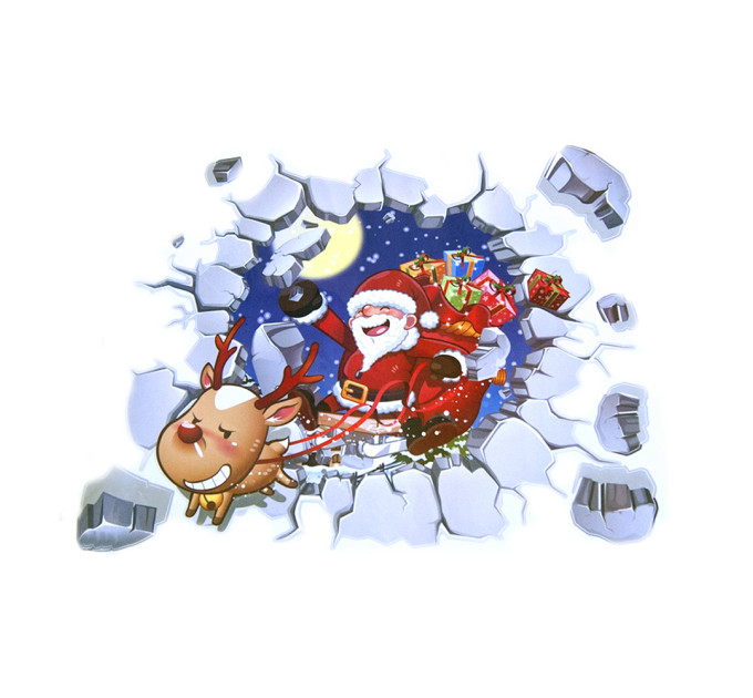 Интерьерная наклейка NG Санта Клаус разбитая стена ABQ6005 45х60см