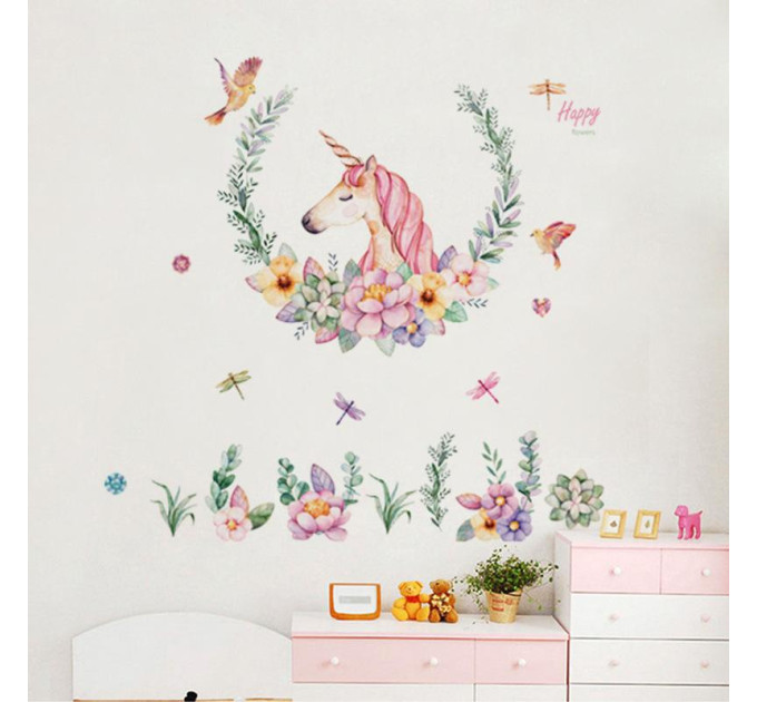 Интерьерная наклейка ZOO Единорог с лаврами JM7329 90х60см
