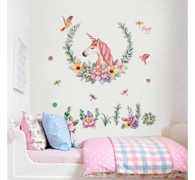 Интерьерная наклейка ZOO Единорог с лаврами JM7329 90х60см