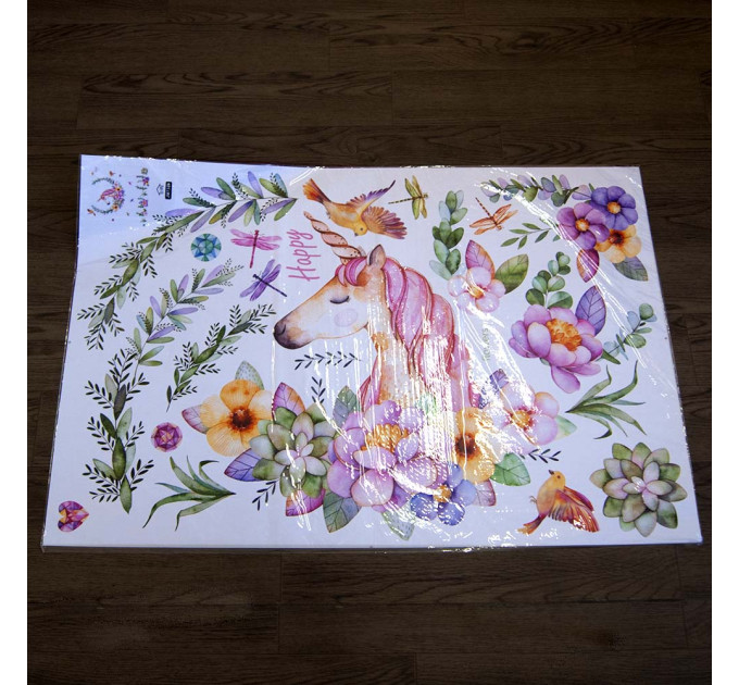 Интерьерная наклейка ZOO Единорог с лаврами JM7329 90х60см