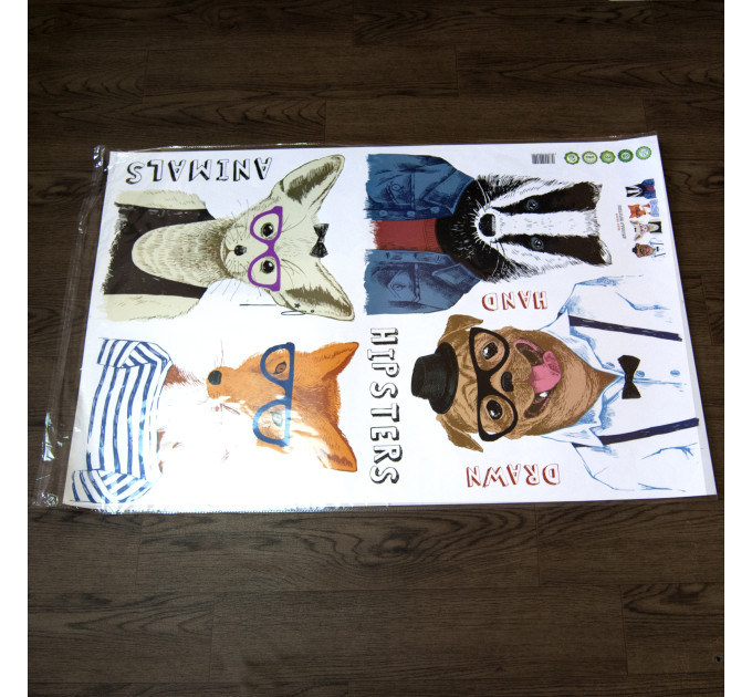 Інтер'єрна наклейка ZOO Тварини хіпстери XL8353 120х56см