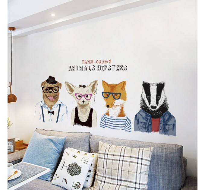 Інтер'єрна наклейка ZOO Тварини хіпстери XL8353 120х56см