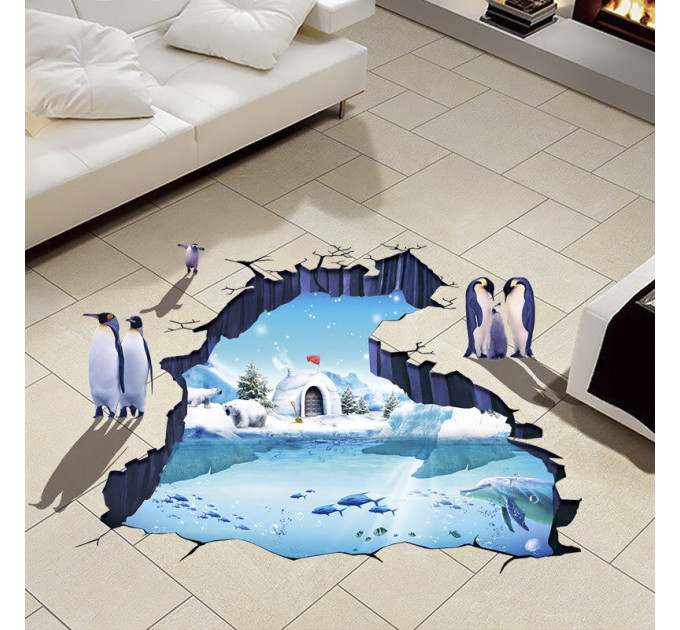 Интерьерная наклейка ZOO Полярные пингвины XL8303 90х60см