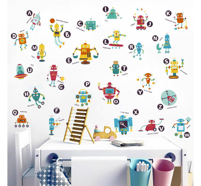 Интерьерная наклейка Детская Роботы HM94006 90х60см