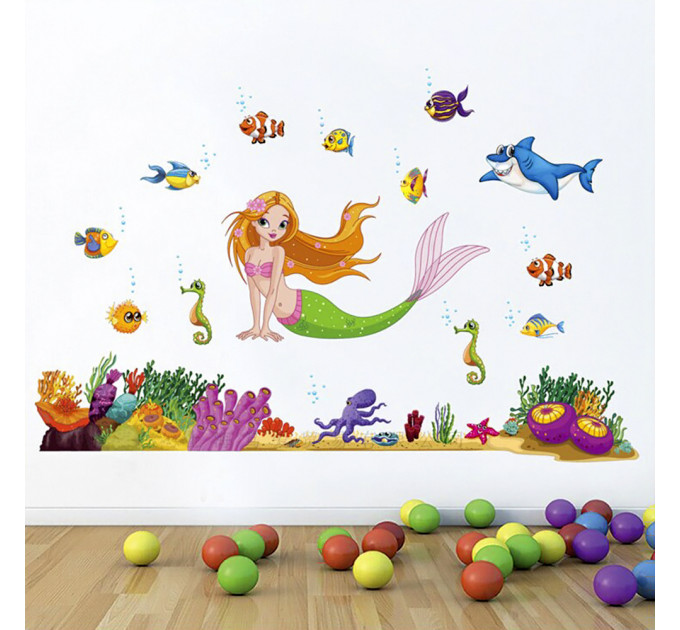 Интерьерная наклейка Детская Русалочка JM7292 90х60см