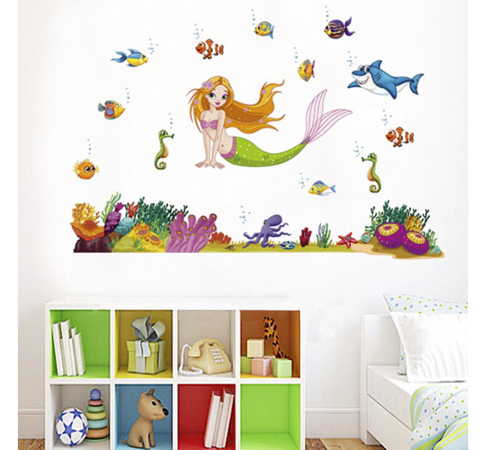Интерьерная наклейка Детская Русалочка JM7292 90х60см