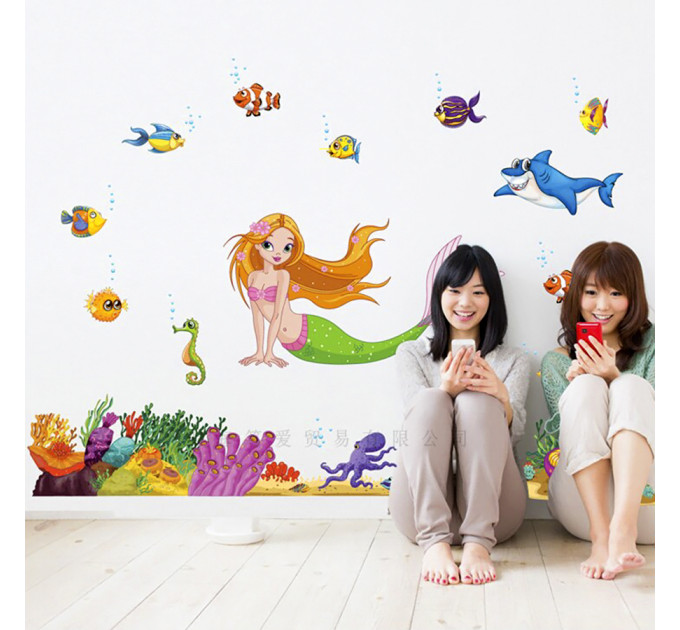 Интерьерная наклейка Детская Русалочка JM7292 90х60см
