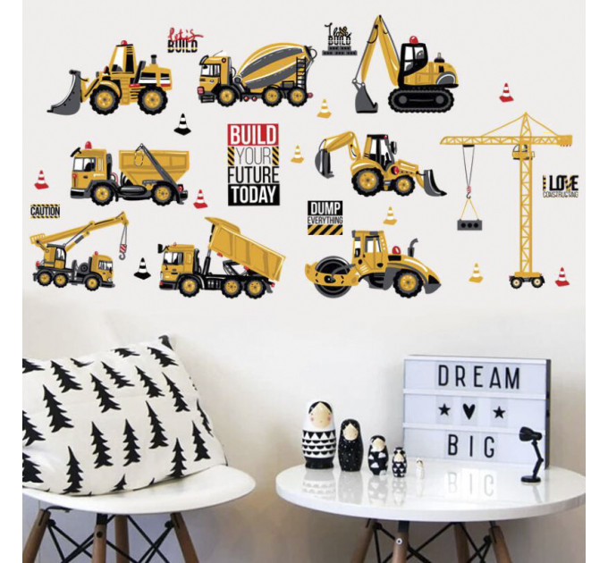 Интерьерная наклейка Детская Строительные Машины SK6076 60х45см