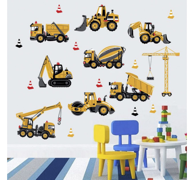 Интерьерная наклейка Детская Строительные Машины SK6076 60х45см