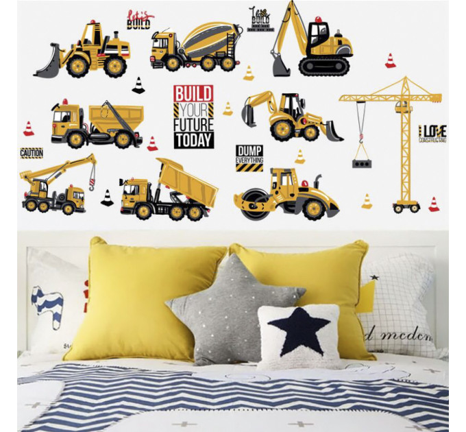 Интерьерная наклейка Детская Строительные Машины SK6076 60х45см
