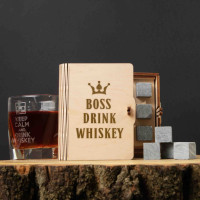 Камни для виски "Boss Drink Whiskey" 6 штук в подарочной коробке, английский