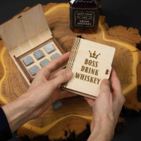 Камни для виски "Boss Drink Whiskey" 6 штук в подарочной коробке, английский