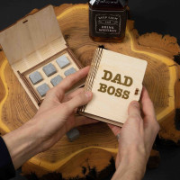 Камни для виски "Dad boss" 6 штук в подарочной коробке, английский