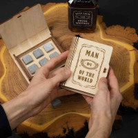 Камни для виски "Man №1 of the world" 6 штук в подарочной коробке, английский