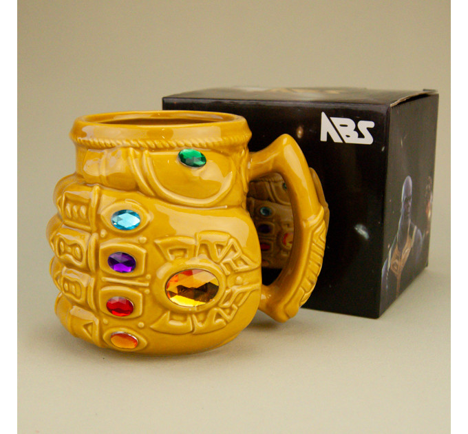 Кружка фигурная Перчатка Таноса с камнями бесконечности