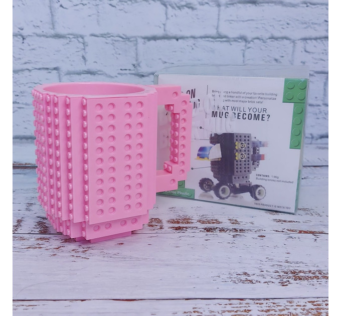 Кружка Лего конструктор (малиновая)