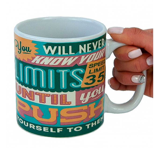 Кружка мотиватор Твой предел 600 мл (голубой с желтым)