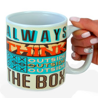 Кружка мотиватор Всегда мыслите нестандартно 600 мл (бежевый с коричневым)