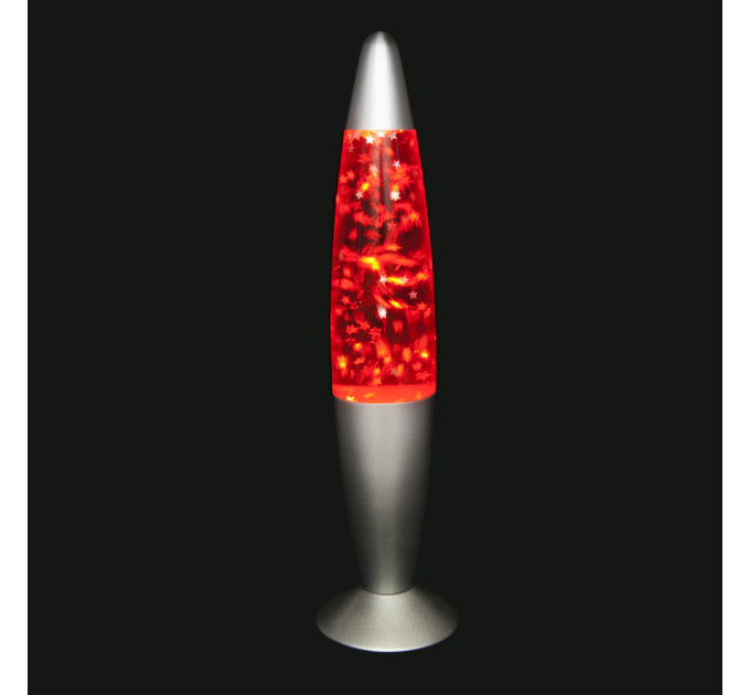 Лава лампа с глиттером (34см) красная