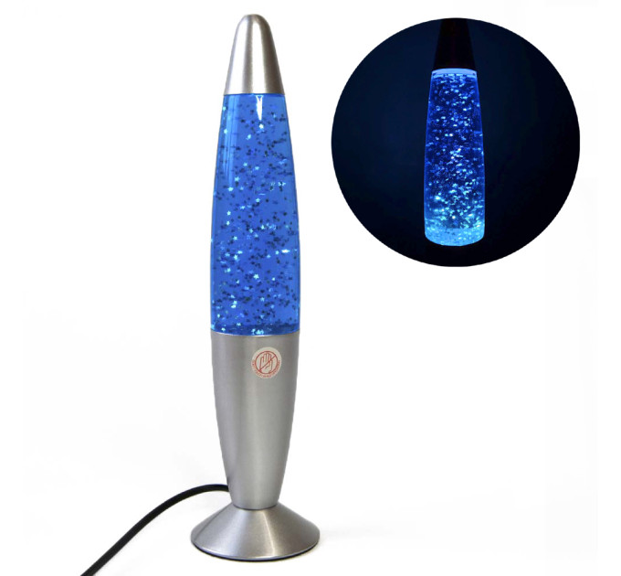 Лава лампа с глиттером (34см) синяя