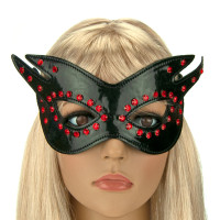 Маска кожаная со стразами (черная)