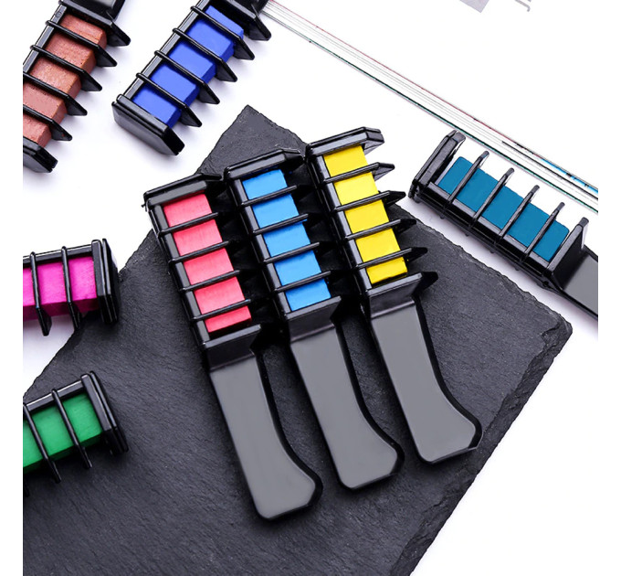 Мелки для волос с расческой набор Hair Chalk (6 шт)