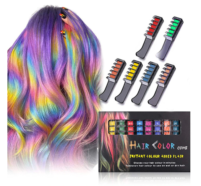 Мелки для волос с расческой набор Hair Chalk (6 шт)
