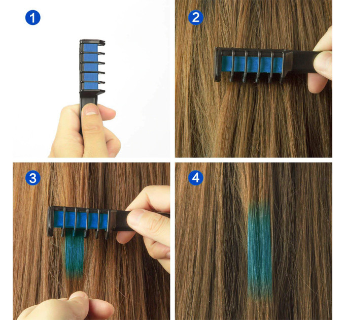 Мелки для волос с расческой набор Hair Chalk (6 шт)