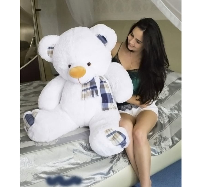 Плюшевый мишка Клетка 130 см (белый)