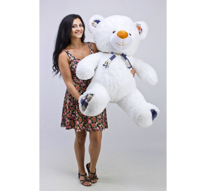 Плюшевый мишка Клетка 130 см (белый)