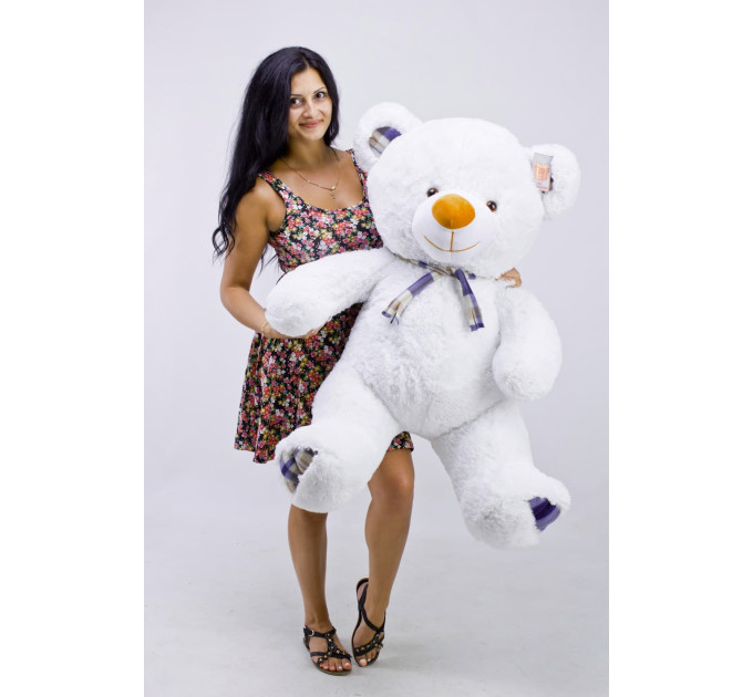 Плюшевый мишка Клетка 130 см (белый)